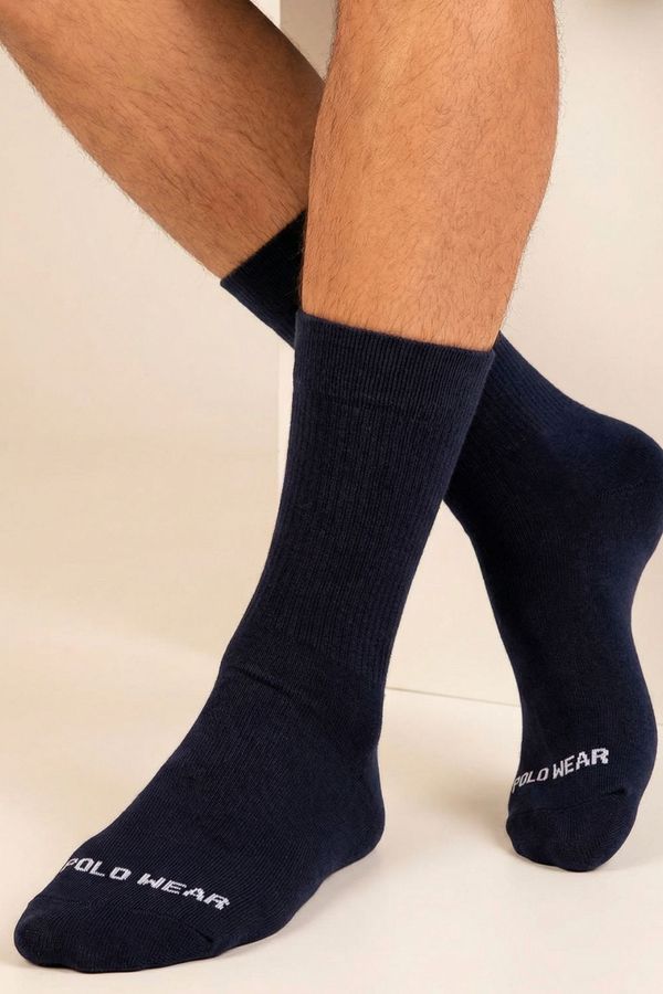 Kit 3 Pares Meias Cano Longo Polo Wear Azul Escuro 39-43